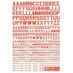 AW-155 Waterslide Decal: Letters Type 02 (Red)