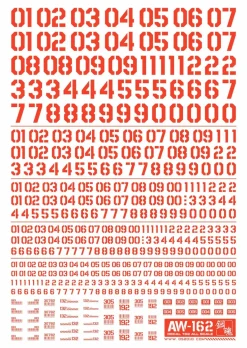 AW-162 Waterslide Decal: Numbers Type 05 (Red)