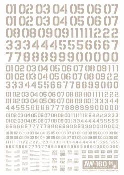 AW-160 Waterslide Decal: Numbers Type 05 (Light Gray)