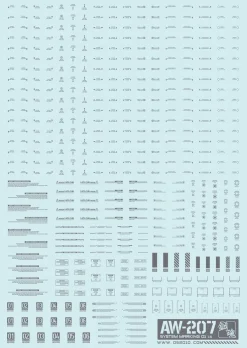 AW-207 Waterslide Decal Type 01 (1/144 & 1/100) Dark Gray