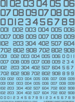 Caution Number Series (Gray) Decals