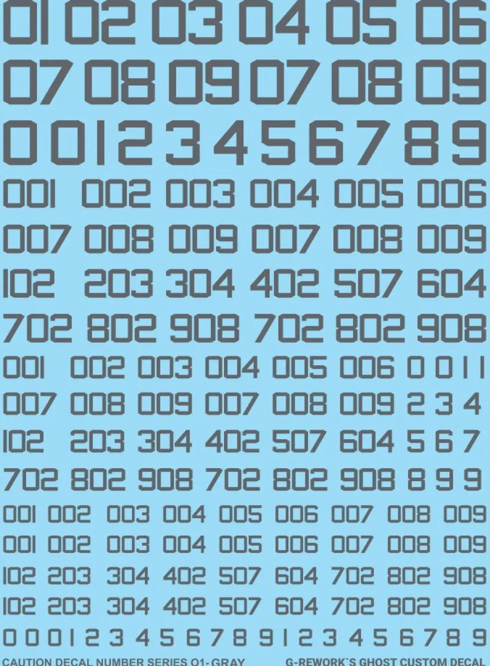 Caution Number Series (Gray) Decals