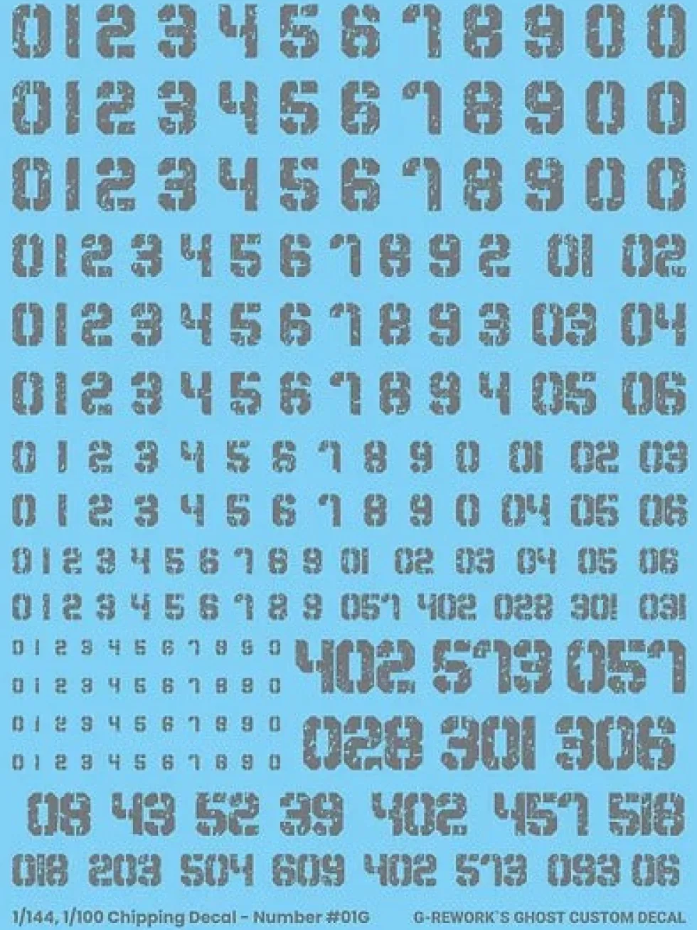 1/144 1/100 Chipping Decal Number 01 Gray Decals