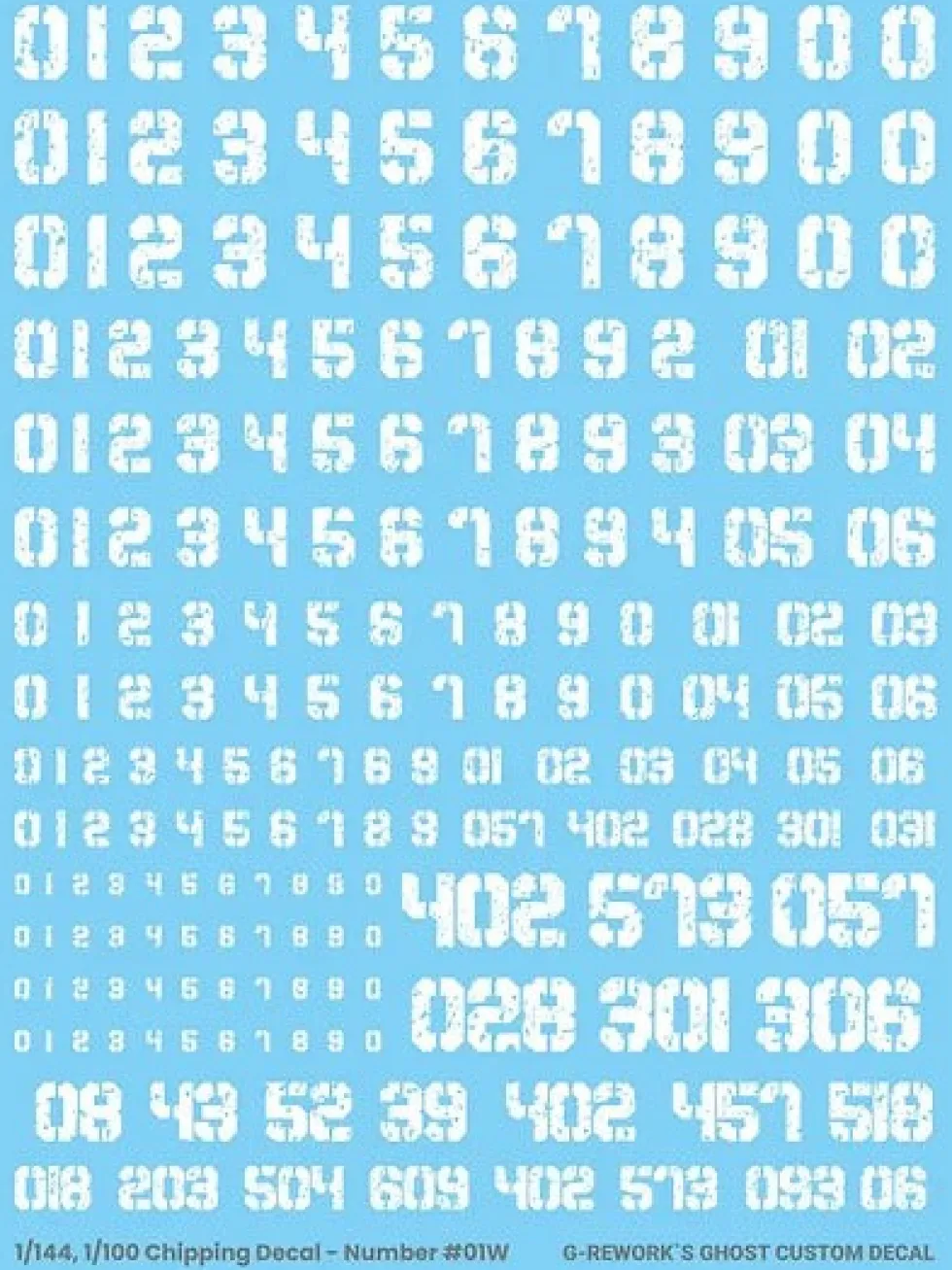 1/144 1/100 Chipping Decal Number 01 White Decals