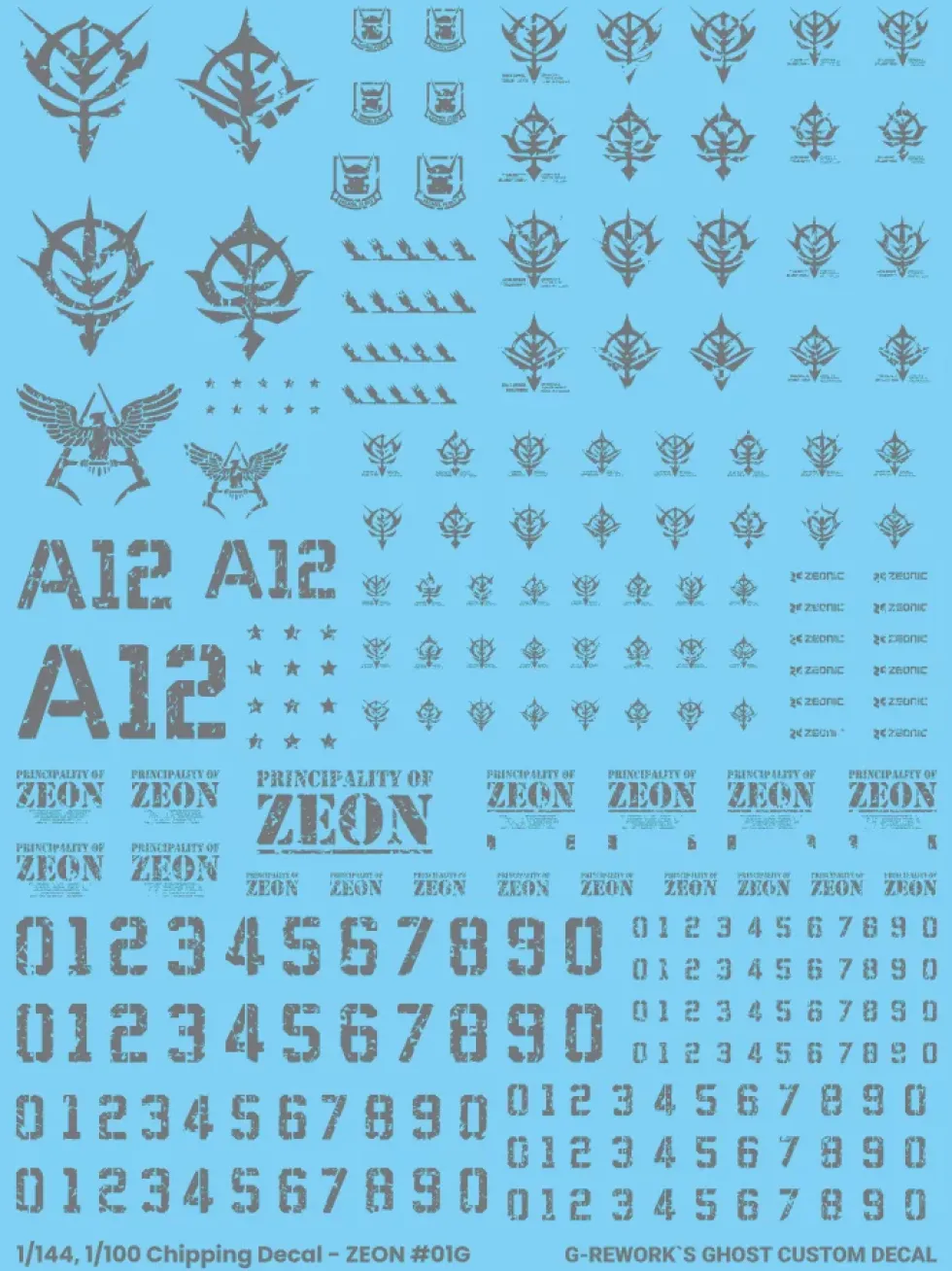 1/144 1/100 Chipping Decal Zeon 01 Gray Decals