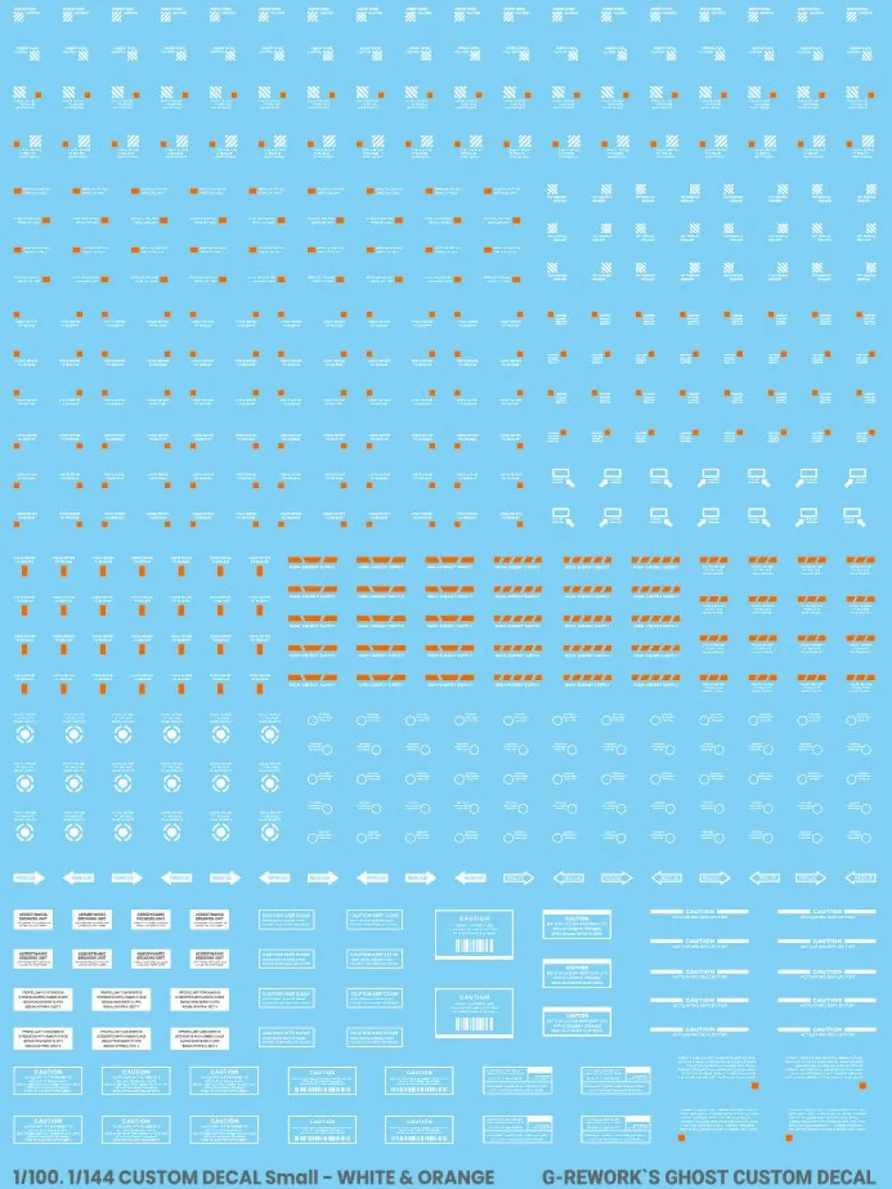 1/144 1/100 Custom Decal (White / Orange-Yellow) Decals