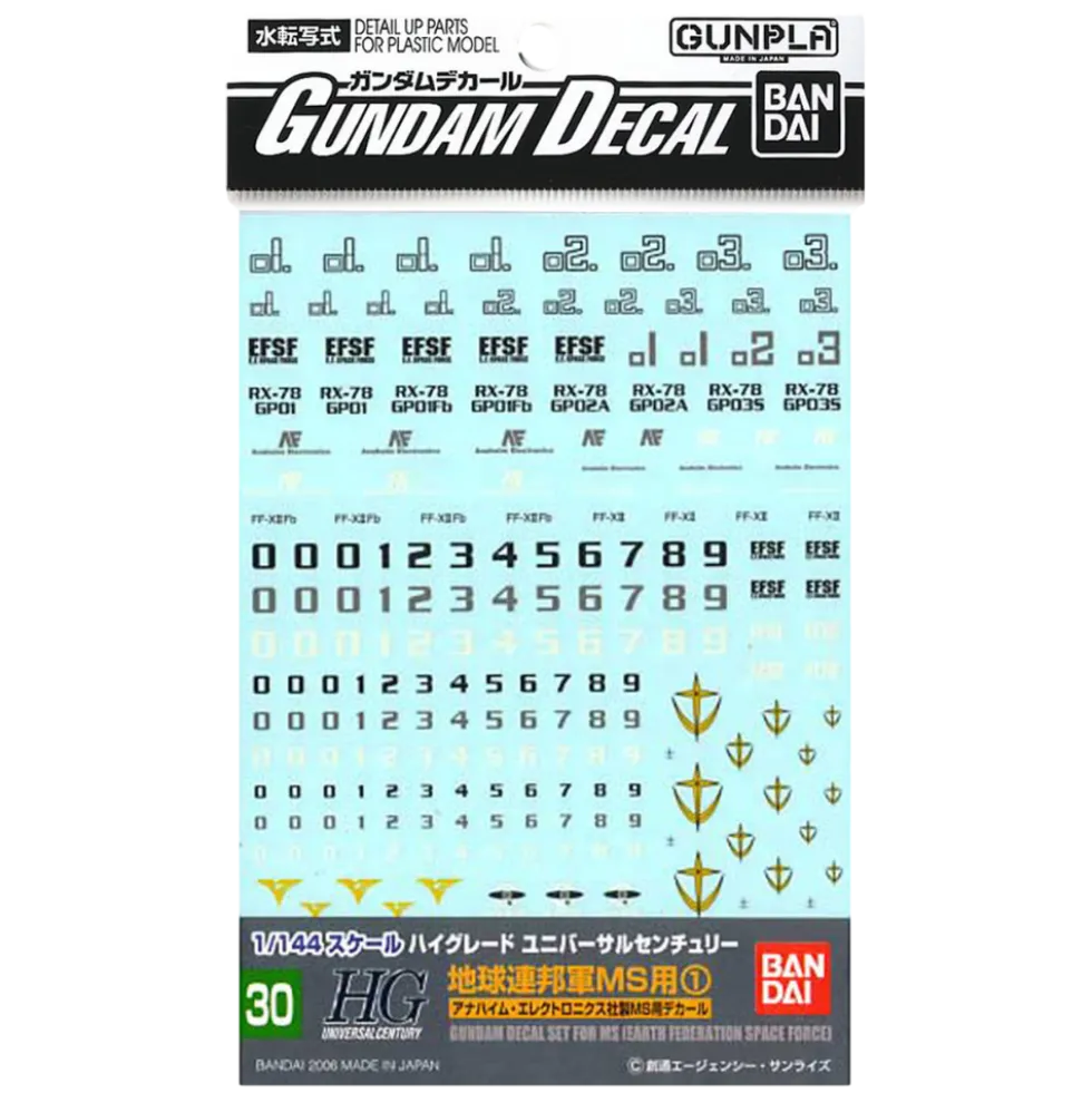 GD-30 HGUC Earth Federation 1 Decals