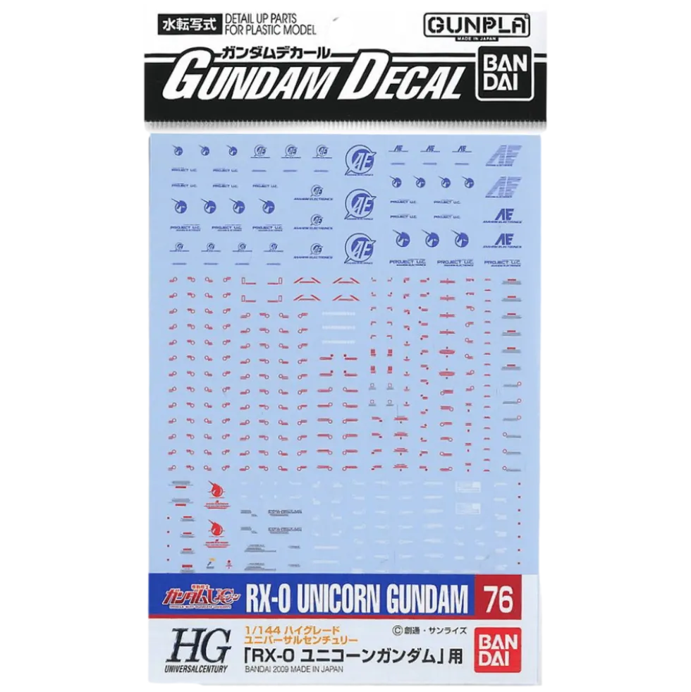 GD-76 HGUC Unicorn Gundam Decals