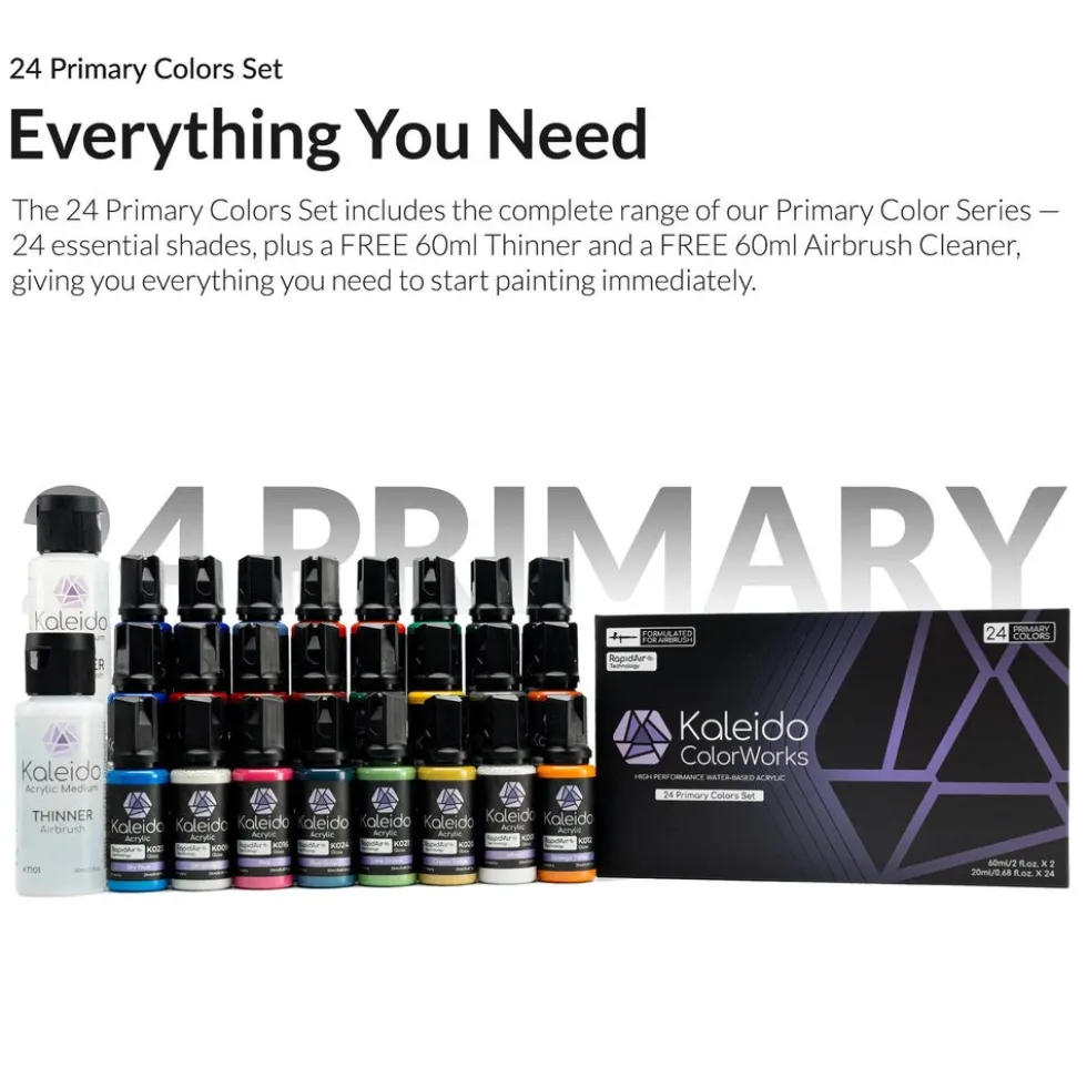 Kaleido ColorWorks 24 Primary Colors Set (20ml bottles)