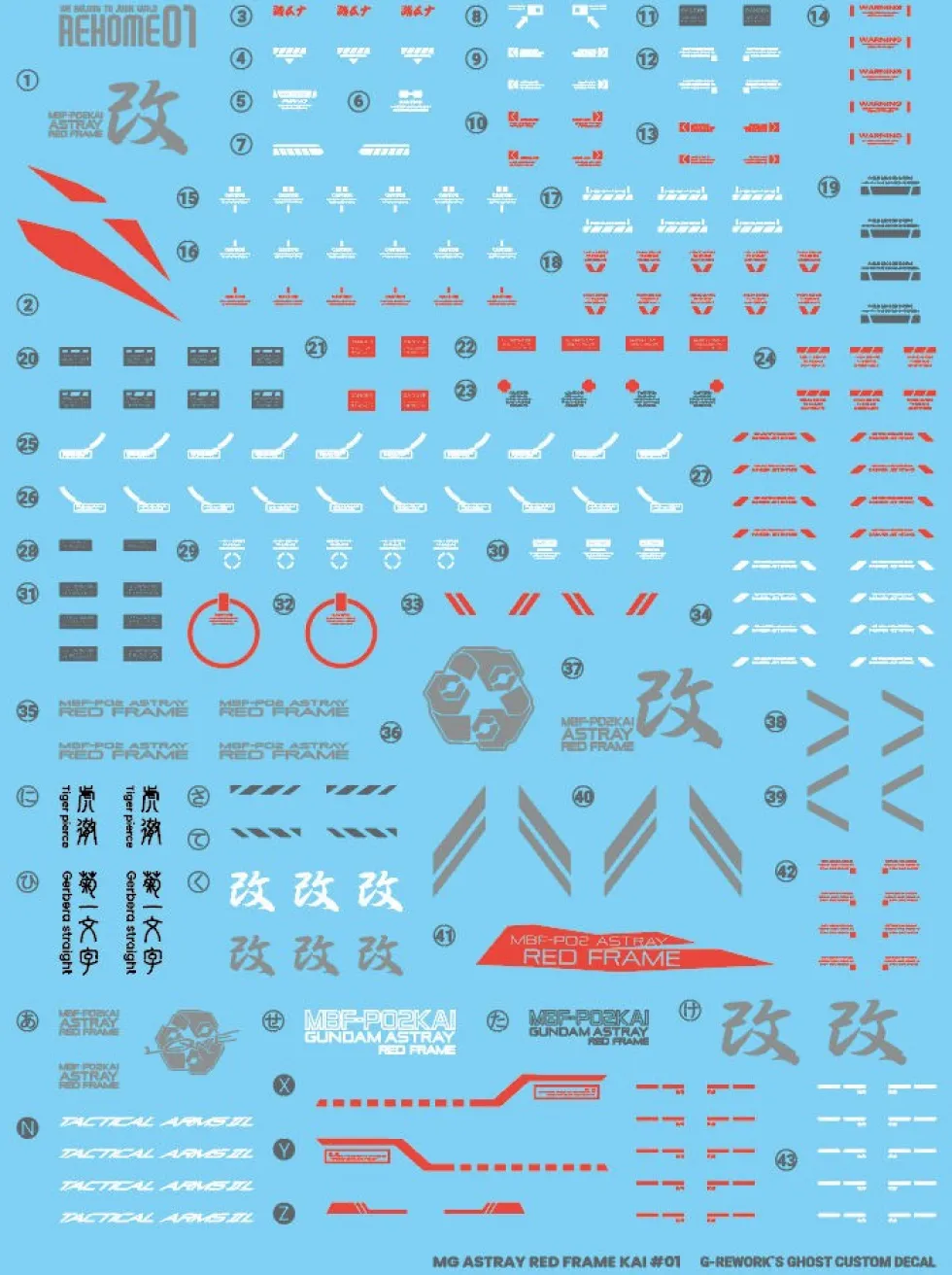 MG Astray Red Frame Kai Decals