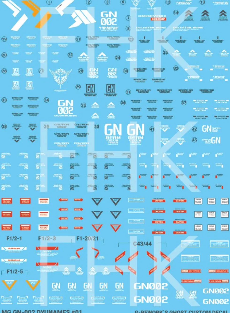 MG Gundam Dynames Decals