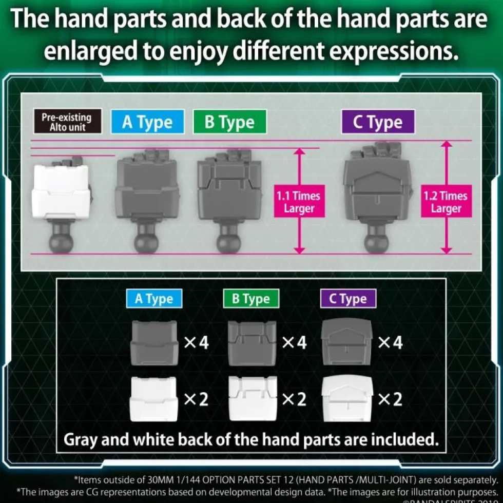 30MM W-23 Option Parts Set 12 (Hand Parts / Multi Joint)