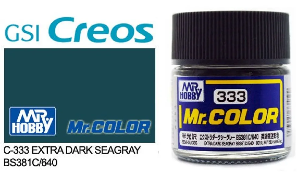 Mr. Color C333 Semi-Gloss Extra Dark Seagray BS381C/640 10ml