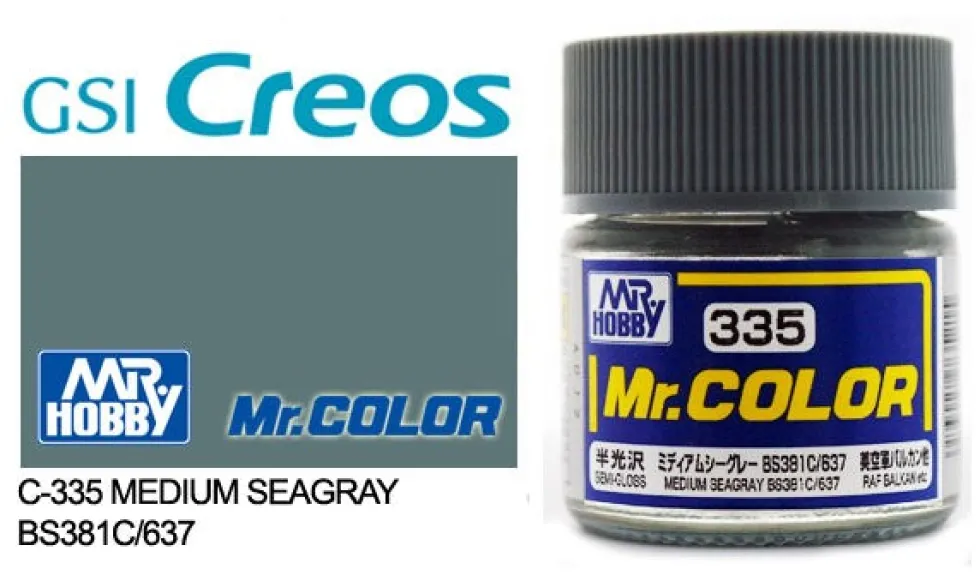 Mr. Color C335 Semi-Gloss Medium Seagray BS381C/637 10ml