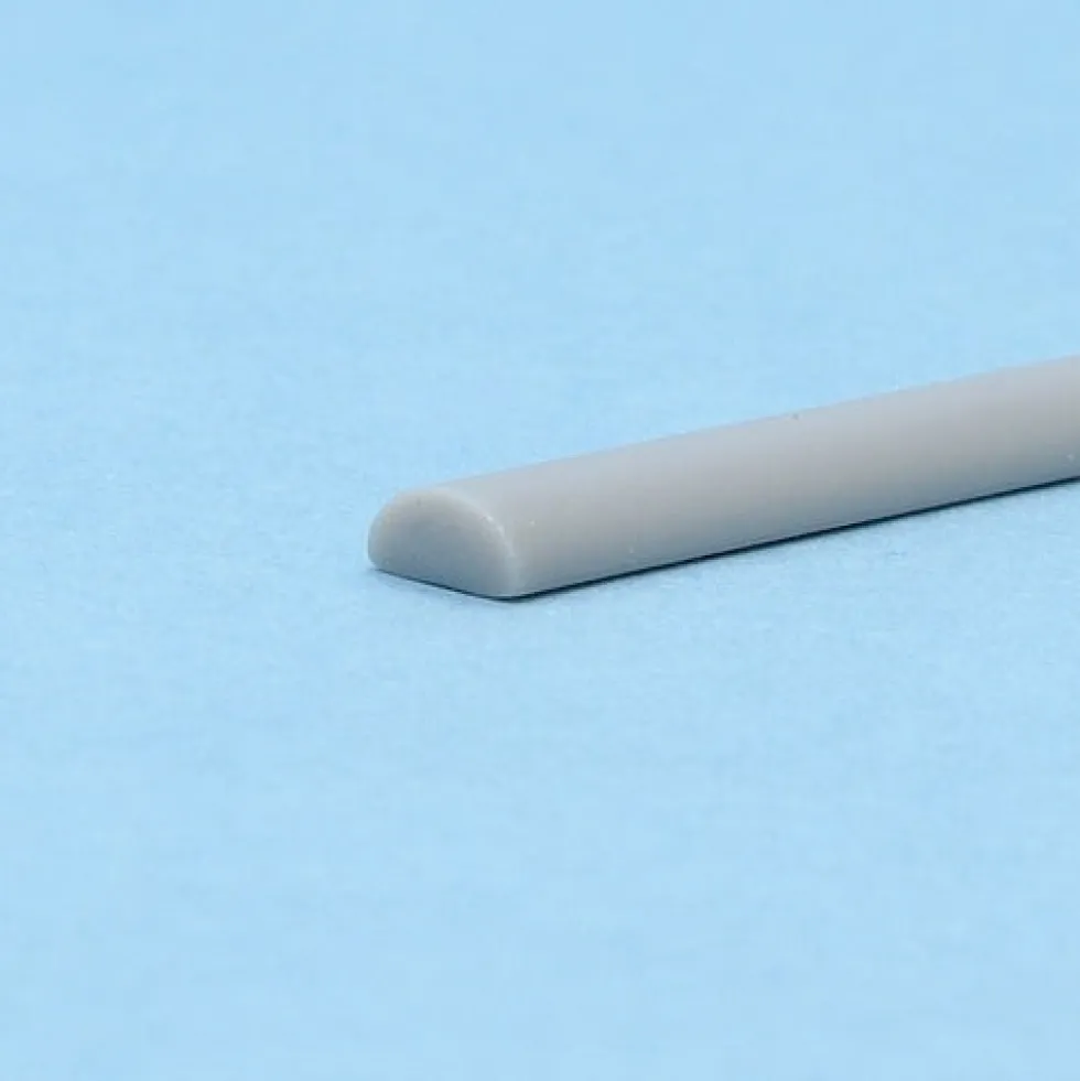 Plastic Half Round Bar (Gray) - 1mm x 8
