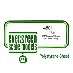 White Polystyrene Square Tile - 1/16" Squares (1.6mm)